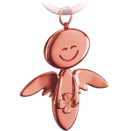 FABACH Guardian Angel Keyring Smile with Clover Leaf – Lucky Angel Made of Metal – Good Luck Charm Car Angel Pendant – Gift Good Luck, Rose Gold, Casual