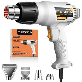 Heat Gun - BATAVIA Dual Protection Fuses 1800W Heavy Duty Fast Heat Hot Air Gun with 752℉&1112℉ Dual-Temperature Settings and 4 Nozzles with Overheat Protection for Crafts, Vinyl Wrap, Shrink Tubing