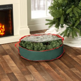 Home Basics 25" Carrying Handle Wreath Storage Bag, 25.00" W x 8.00" H, Green