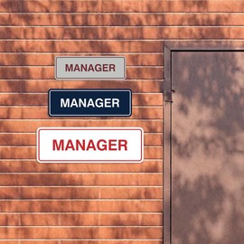 Standard Manager - Placa decorativa para puerta y pared, Black/silver, 3" x 9" - Large
