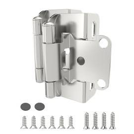 Chibery 10 Pack | 1/2 inch Overlay Semi Partial Wrap Around Cabinet Hinges, Self Closing Face Frame Variable Decorative Replacement, Kitchen Hardware, with Screw & Quiet Bumper (Satin Nickel)