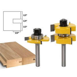 2 Pieces Groove and Tongue Tongue and Groove Set Router Bit Set, 8 mm Shank, Router Router Cutter Set for DIY CNC Engraving Machine, Trimming Machine, Woodworking