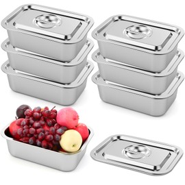 Thenshop 6 Pack Stainless Steel Hotel Pans with Lids 1/3 Size 4 inch Deep Steam Table Pans Commercial Food Warmer Storage Container for Buffet Catering Party Home Kitchen Restaurant Supplies