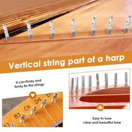 Iunipusy Premium Lyre Harp Tuning Nails Set with Rivets and L Shaped Tuning Key - for Musical Instruments such as Dulcimer Chopping Board, Zither and Harpsichord 40 Piece Set