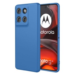 GAPlus Schutzhülle für Motorola Moto G15, schlanke Passform, flüssiges Silikon, stoßfest, weiche Haptik, Gummi-Gel-Handyhülle (blau)