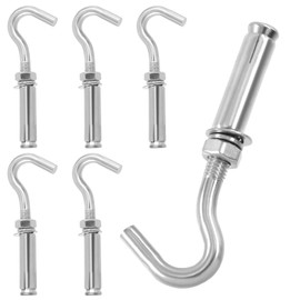 Keadic 6Pcs M10 Expansion Hook,304 Stainless Steel Concrete Wall Hook, Expansion Anchor Bolt Open Cup Hooks Heavy Duty Concrete Hook for Concrete Brick and Stone