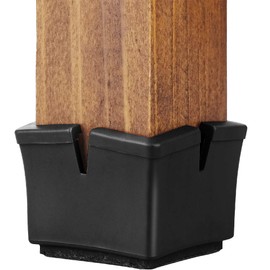 Chair Leg Floor Protectors 1.5" Chair Leg Caps 1-1/2 to 1-5/8 Inch Square Furniture Leg Caps Table Chair Feet Protectors with Felt Pads, Color Black (16 Pack) (Fit 36mm-41mm)