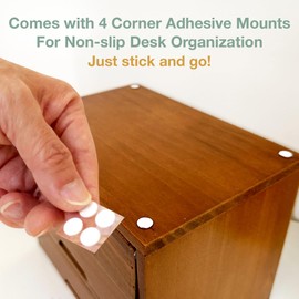 4-Pack Mahogany Wood Card Catalog Drawers for Desktop - Stackable Mini Storage Drawers for Office or Study Table - Vintage 6-Drawer Storage Cabinet for Table, Fully Assembled