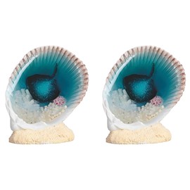 ICE ARMOR 2-PC Set 3" H Stingray in Shell Figurine Statue Sculpture Ornament Decoration Home/Room Decor Ideas for Housewarming, Holidays and Birthdays Great Collectible Addition