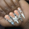 MouyouGlow Press on Nails Long, Stiletto Nude French 3D Crystal