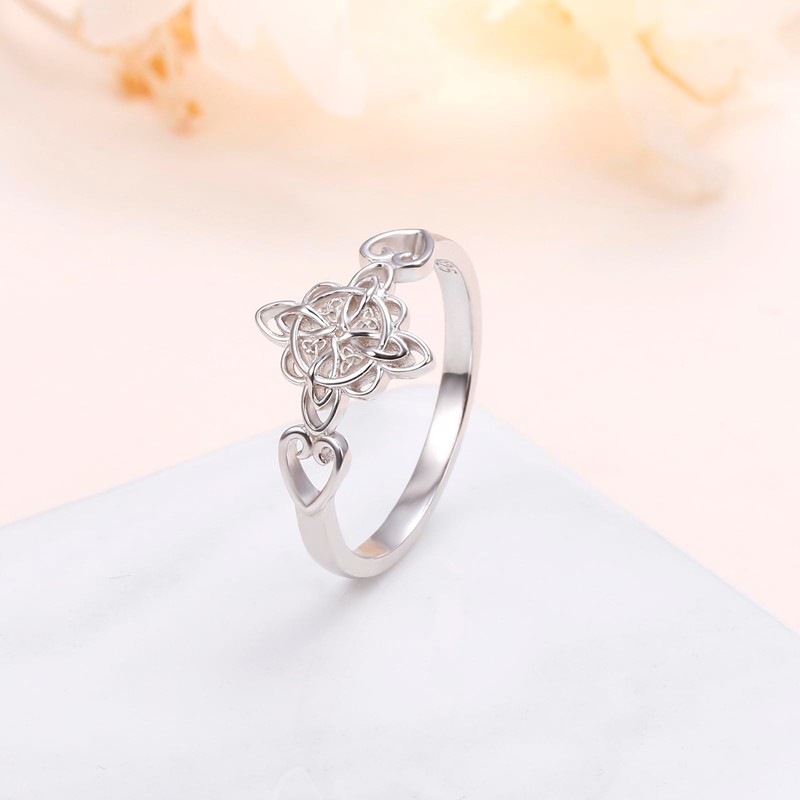 Lonyinlg S925 Sterling Silver Ring Celtic Knot Heart Cross Eternity