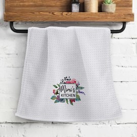 OHSUL Mimi’s Kitchen Floral Absorbent Kitchen Towels Dish Towels Dish Cloth,Mimi Mother's Day Hand Towels Tea Towel for Bathroom Kitchen Decor,Grandma Birthday Gifts