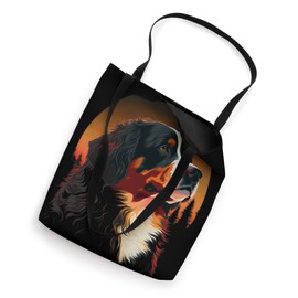Bernese Mountain Dog at Sunset in the Woods Black Graphic Tote Bag