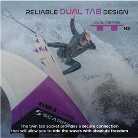 Scarfini - Premium Handmade Surfboard Fins, Directa Thruster Carbon Based Fin Set for Surfing, Dual Tab, Large Size