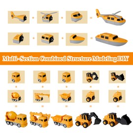 Generic Magnetic Transform Engineering Car Assembled Toys, Magnetic Transforming Cars, Toy Construction Vehicles with Storage Box, 7 in 1 Magnetic Transform Engineering Car for Kids Age 4-6 (35 Pcs)