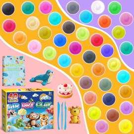 FENSHWIN Argilla da Modellare – 40 Colori Pasta Modellabile Magica Essiccante all'Aria per Bambini, Regalo per Ragazzi e Ragazze dai 3 ai 12 Anni