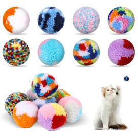 Hariendny 8 Pcs Colorful Cat Pom Pom Ball Toys Assorted Color Cat Ball Toys 2-inch Cats Interactive Plush Toy Ball Woolen Yarn Cat Balls Kitten Chasing Balls Soft Plush Cat Ball for Cats Kitten