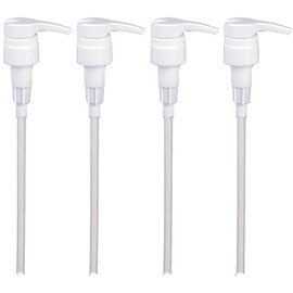 Universal Shampoo/Conditioner Dispenser Pump for Bottles, Leak Proof, Pump Top Fits 1 L/33.8 oz Bottles, 28/410 Neck Size (White - Pack of 4)