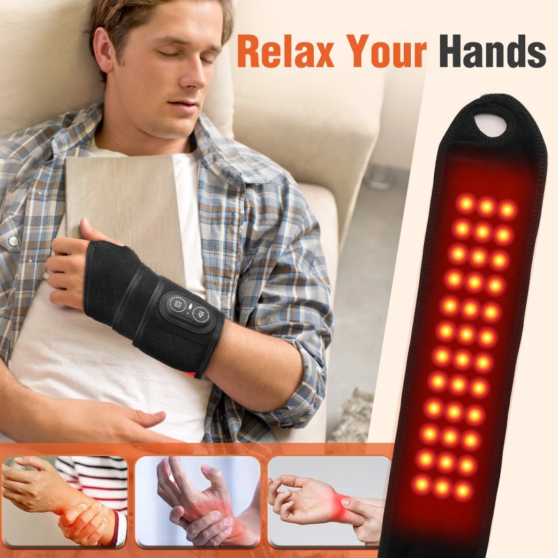 Wireless Red-light Therapy Heating Vibration Hand Wrap Massage Belt Wrist