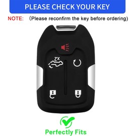 XIYANG TRADE for GMC Key Fob Cover with Keychain，Key Case Shell TPU Full Protection Compatible with GMC Chevy Acadia Sierra Terrain Silverado 1500 2500HD 3500HD Tahoe (Red, 5 Button)