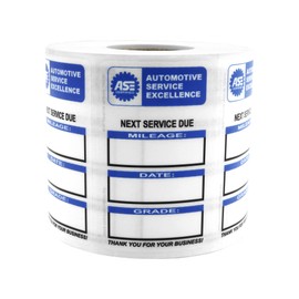 Automotive Service Excellence (ASE) Hand-Written Next Service Due Stickers, Ultra Removable, 500 Count