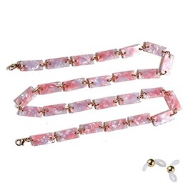 COLORFUL BLING Totoise Shell Mask Holder Lanyard Around Neck Acrylic Mottled Sunglasses Eyeglass Chain Necklace Retainer Strap-pink