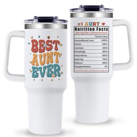 TIKMODERN Aunt Tumbler with Handle Auntie Gifts from Niece Nephew Best Aunt Ever 40oz Tumbler with Straw Lid Auntie Nutrition Facts Gifts for Aunt Christmas Birthday Present