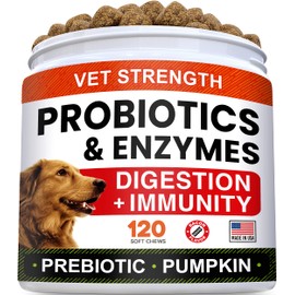 Dog Probiotics for Digestive Health & Enzymes - Diarrhea, Gas, Upset Stomach Relief - Pet Probiotics for Dogs & Cats - Chews for Digestion - 12 Ounces (Pack of 1) Duck