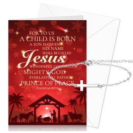 HOWAF Christian Christmas Cards, Jesus Christmas Cards Christian Cards Religious Christmas Card, with Bible Verse Isaiah 9:6 Christian Bracelet Cross Bracelet Christmas Christian Gifts