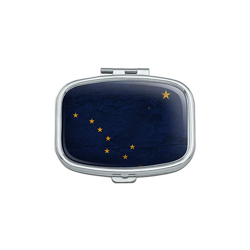 Rustic Alaska State Flag Distressed USA Rectangle Pill Case Trinket