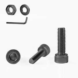 GOHODOMINO M6×30mm Socket Head Cap Screws, Nuts, Flat Washers, 20Pcs, 304 Stainless Steel 18-8, Fully Threaded Bolts, Black Oxide, with Hex Spanner