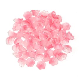 LadayPoa 100pcs Glass Bellflower Beads for Jewelry Making Trumpet Flower Beads Gradient Clear Cute Beads for Bracelets Making Aesthetic Bead Charms for DIY Necklace Decoration-Light Pink