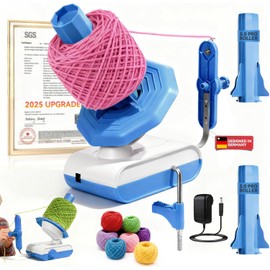 5.0 Upgraded Electric Yarn Winder【Top1 RPM German Motor】【SGS-Grade Precision Gears】Wool Yarn Ball Winder Compact Automatic for Crocheting Super Strong Tension, Ideal for Home and Studio (Blue White)