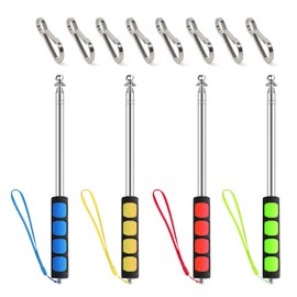 Estleys 4-Pack Assorted Color Telescoping Handheld Flagpole, 63'' Portable Stainless Steel Telescopic Banner Flag Pole, Stainless Steel Telescopic Extendable Pole with Clips