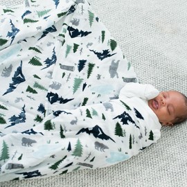 GRACED SOFT LUXURIES Muslin Swaddle Blankets | Breathable, Luxury, Soft & Decorative Baby Swaddle Blanket | Woodland Forest, 2-Pack - 47" x 47"