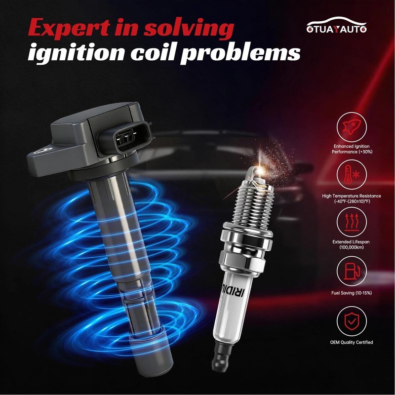 OTUAYAUTO UF400 Ignition Coil Pack and Iridium Spark Plugs 6994