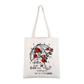 AKTAP The Rose Kpop Merch The Rose Song Lyric Tote Bag Rose Fan Gift It's Better To Be Held Than Holding On We're In The Rain, Rose Print Tote Bag