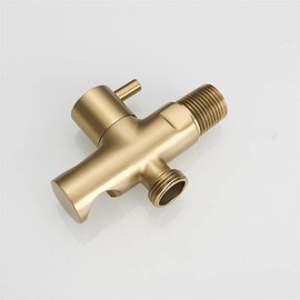 Weirun Bathroom Brass Wall Union Shower Wall Outlet Handheld Shower Spray Head Holder Supply Elbow Hose Connector with Water Shut Off Switch Flow Control Valve,Brushed Gold