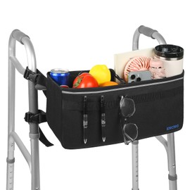 ZHCHG Walker Basket for Seniors, Walker Accessories, Folding Walker Bag with Large Capacity & Never Tipping Over, Best Gift- Black (Not Fit Rollator Walkers)