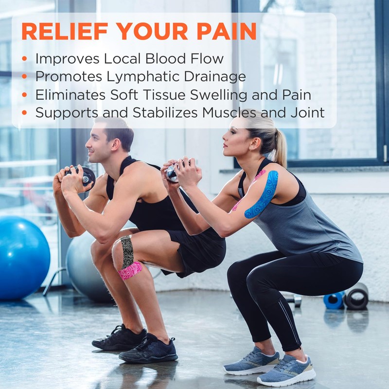 OK TAPE PRO Original Kinesiology Tape Pre-Cut Strips, Latex Free