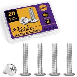 6-32 x 1 Machine Screws, 20 PCS Phillips Pan Head Electrical Outlet Machine Screws 304 Stainless Steel, Wall Plate Receptacles Mounting for Switch Plate, Cabinet Door and Drawer