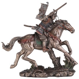 Veronese Design 6 3/4 Inch Japanese Samurai Mounted Cavalry Charge Cold Cast Resin Bronze Finish Sculpture