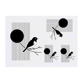 4 x 'Minimalistic Bird with Moon' Temporary Tattoos - Water Resistant, Skin-Safe, Non-Toxic Transfers, Mixed Sizes (TO00076162)
