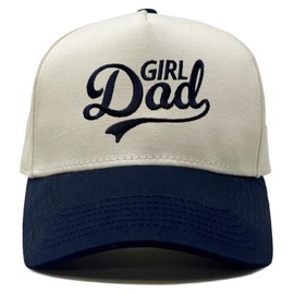 Two Tone Vintage Snapback Hat - Girl Dad - Navy/Beige