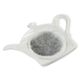 Abbott Collection Blanc Teapot Tea Bag Holder, White, 5 inches W