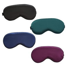 4 Pcs Faux Silk Sleep Masks Soft Sleeping Eye Masks Blackout Eye Cover with Adjustable Strap Comfortable Blindfold for Night Travel Nap Navy Black Purple Green