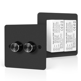 VIPMOON DC12V/24V LED Dimmer Switch 2 Gang 120W PWM Dimmer Push on/Off Rotary Brightness Adjust for Dimmable Single Color Lights in Camper/Motorhome/Boat/Van/Trailer/Truck/Caravans