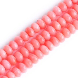 Gemstone Inner 4x6mm Pink Coral Rondelle Stone Natural Gemstone Heishi Spacer Beads for Jewelry Making Bracelet Necklace DIY Craft Project Strand 15 Inch