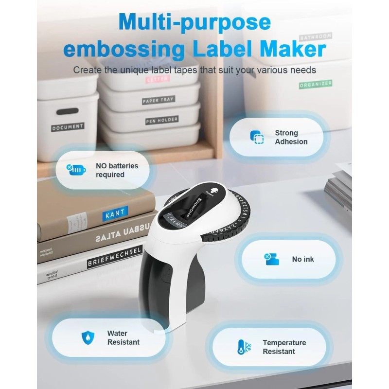 Dymo Omega Embossing Label Maker with 5PK Label Tapes 9mm