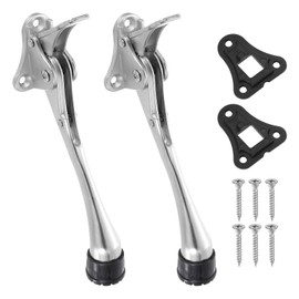 sourcing map 6 Inch Kickdown Door Stopper, One Touch Pedal Heavy Duty Door Stop Holder, Height-Adjustable Rubber Foot, (Silver, 2 Pack)